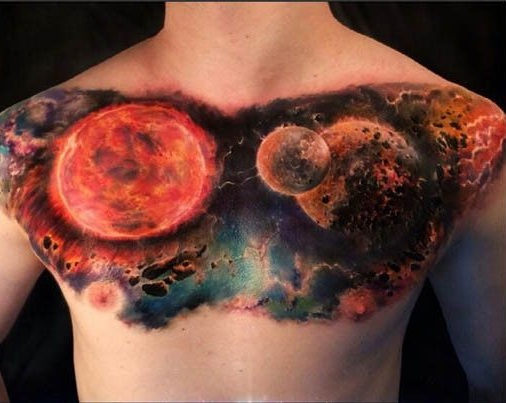 Krūtinės galaktikos tatuiruotė