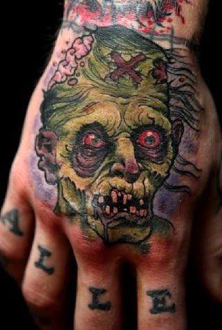 Žalioji zombių tatuiruotės dizainas