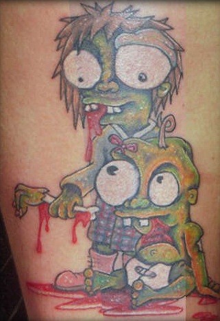 Patrauklus zombių tatuiruotės dizainas