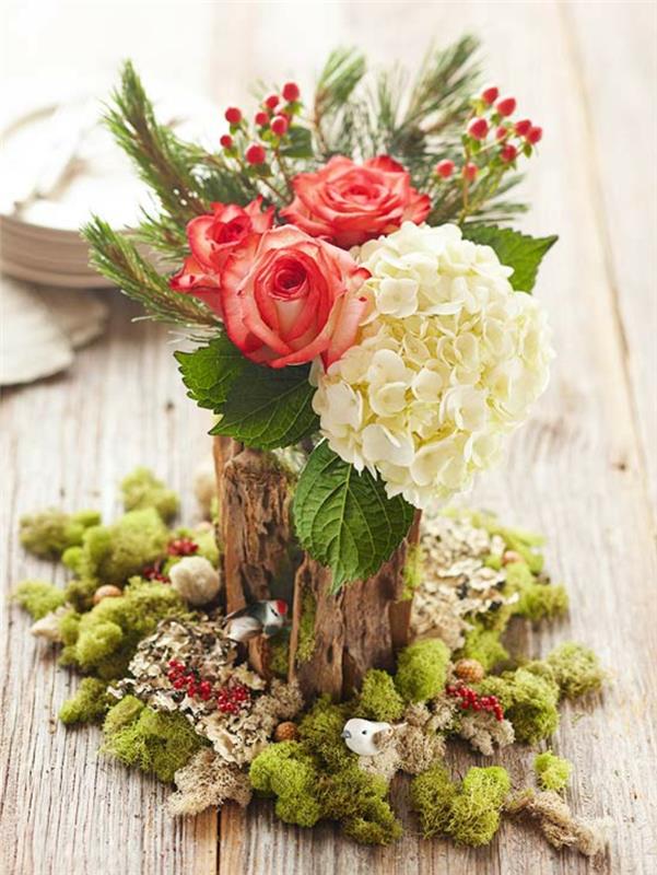 Φτιάξτε τη δική σας ρύθμιση Advent για χριστουγεννιάτικες διακοσμήσεις τραπεζιού, διακοσμήστε λουλούδια σε ρουστίκ στιλ