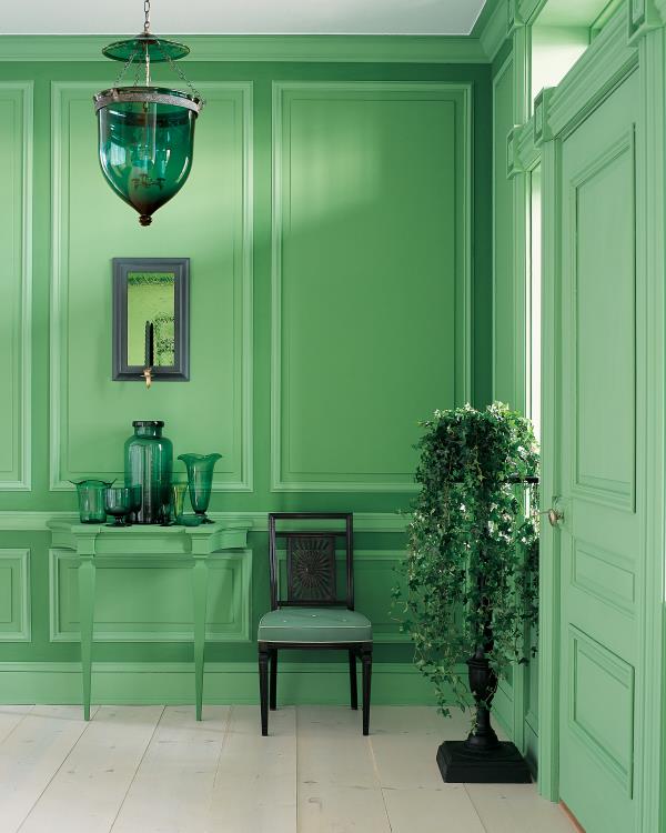 Τρέχοντα χρώματα τοίχων όλα σε παστέλ πράσινο, το κυρίαρχο αποτελεσματικό χρώμα