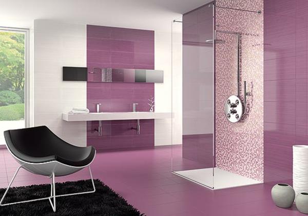 χρωματική σχεδίαση του μπάνιου τοίχου αντίκα ροζ ως κεραμίδια χρώματος τοίχου