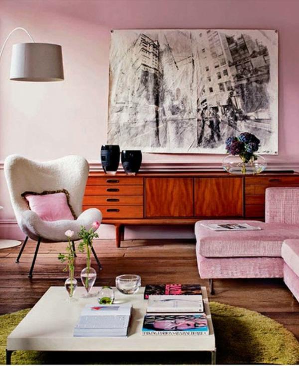 Ροζ σκονισμένο ως χρώμα τοίχου σχεδιασμός καμαριέρα
