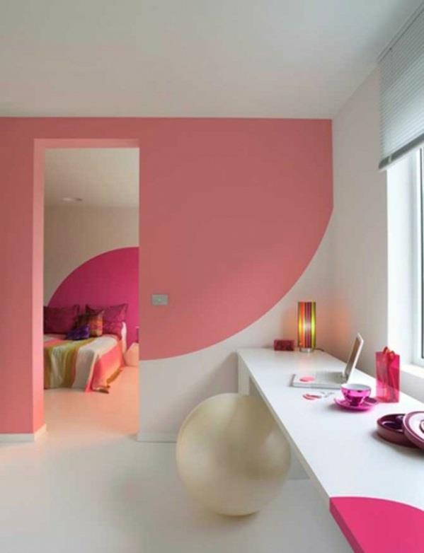 Σκονισμένο ροζ χρώμα βαφής τοίχου σχεδιασμός αφηρημένων λευκών
