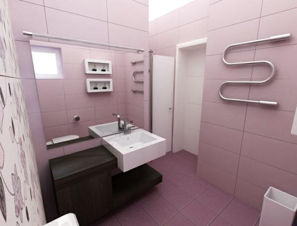Σκονισμένο ροζ χρώμα τοίχου σχεδιασμός τοίχων μπάνιου desig