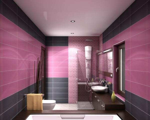 Παλιά ροζ ως χρώμα τοίχου χρώμα σχεδιασμός τοίχων πλακάκια μαύρο