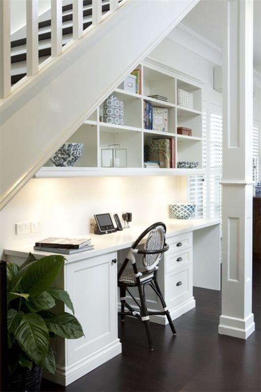 Χώρος εργασίας κάτω από τις σκάλες κομψό σχεδιασμό μικρό γραφείο στο σπίτι για να ερωτευτείτε το ενσωματωμένο φως
