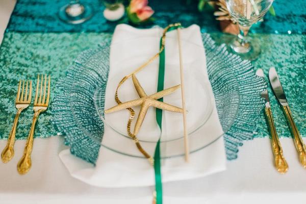 Ariel Mermaid γαμήλια διακόσμηση πιάτα μαχαιροπίρουνα