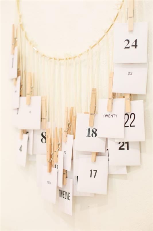 Φτιάξτε μόνοι σας ασυνήθιστα ημερολόγια έλευσης - οι ιδέες και οι οδηγίες για να κρεμάσετε γράμματα ημερολογίου είναι όμορφες