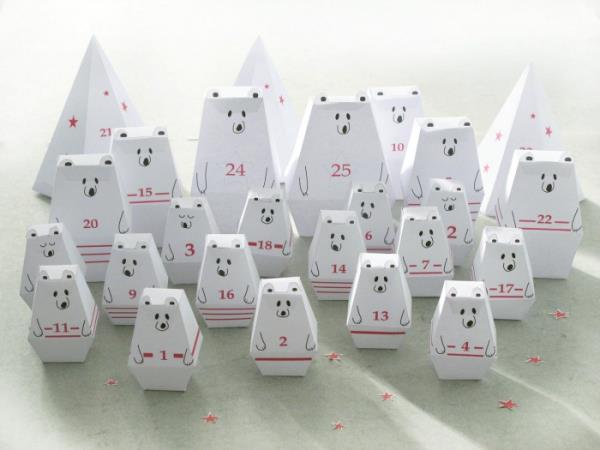 Φτιάξτε μόνοι σας ασυνήθιστα ημερολόγια έλευσης - ιδέες και οδηγίες ημερολόγιο αρκούδας origami