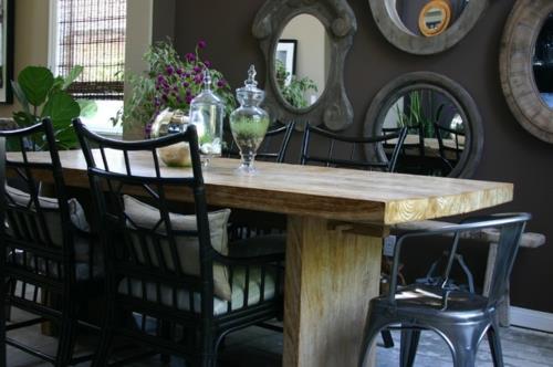 Ασυνήθιστες ιδέες επίπλωσης για τραπέζι τραπεζαρίας ξύλινο καθρέφτη ρουστίκ