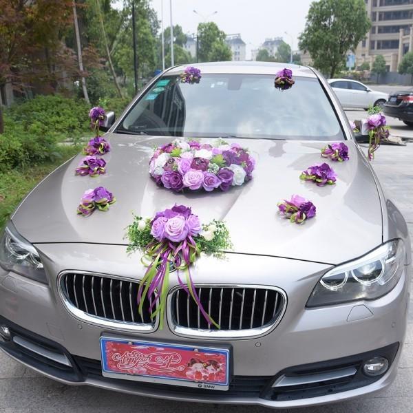 Γαμήλια κοσμήματα αυτοκινήτων - γκρι και μοβ