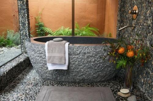 Μπάνιο ασιατικού στιλ σχεδιάζει μπανιέρα κρύου αποτελέσματος πέτρα