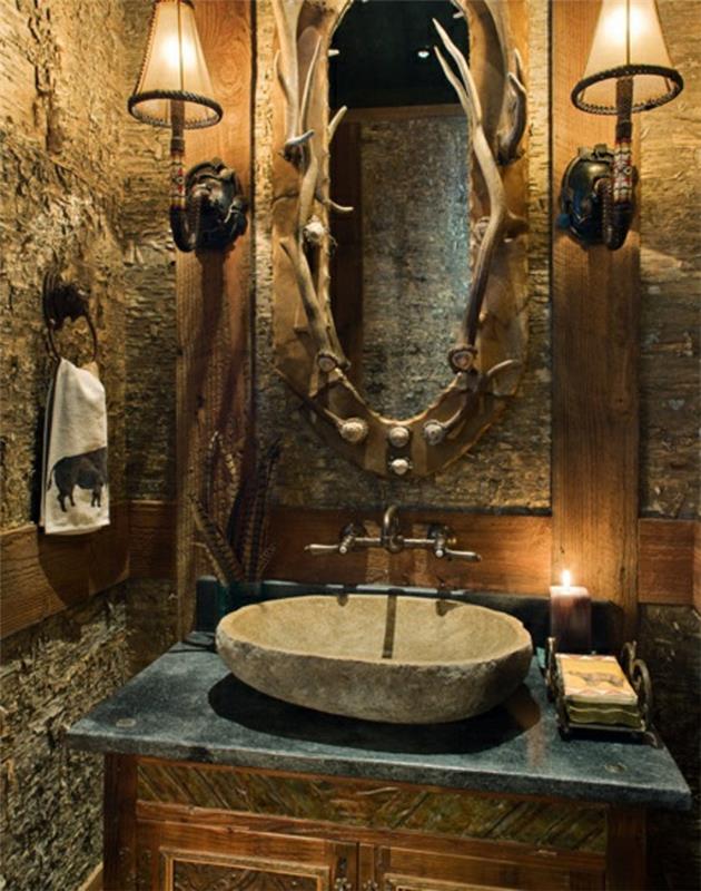 Ιδέες μπάνιου μπανιέρα νεροχύτη πέτρα και κέρατα