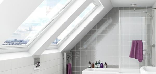 Ιδέες μπάνιου για μικρά μπάνια με κεκλιμένες οροφές