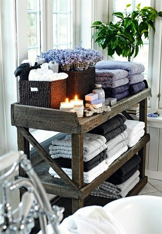 Ιδέα μπάνιου οργάνωση deco spa λεβάντα διακόσμηση