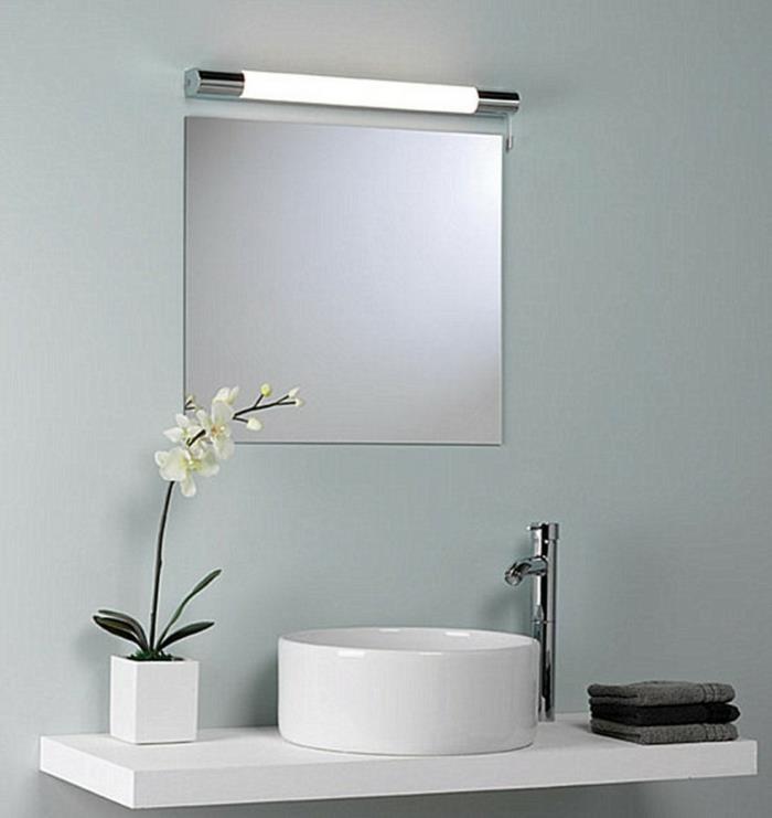 Καθρέφτης μπάνιου φωτισμός τετράγωνο μοντέρνο λευκό
