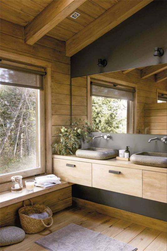 Μπάνιο τάσεις 2021 πολλά από πραγματικό ξύλινο καλάθι φαρδύ παράθυρο μεγάλο καθρέφτη εμπειρία spa εγγυημένη
