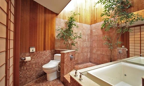 Μπάνιο Ασία μπανιέρα μπανιέρα τουαλέτα φυτά γλάστρες