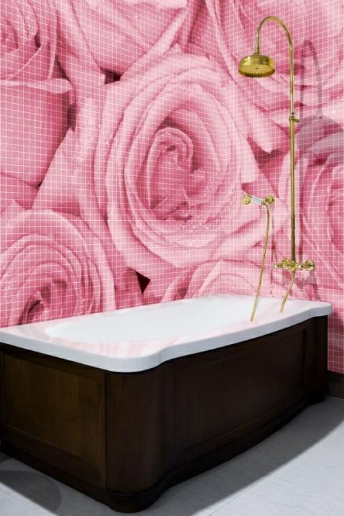 γνήσια επίπλωση μπάνιου και τριαντάφυλλα πλακιδίων μπάνιου