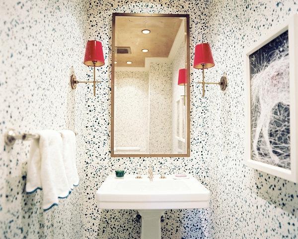 Αξεσουάρ μπάνιου και έπιπλα μπάνιου καθρέφτη φωτιστικά τοίχου κόκκινα