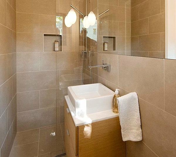 Αξεσουάρ μπάνιου και έπιπλα μπάνιου πλακάκια τοίχου καθαρές γραμμές νιπτήρα
