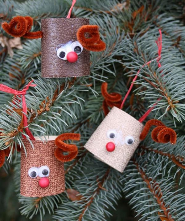 Χειροτεχνία με ρολά από χαρτί υγείας για τα Χριστούγεννα - δημιουργικές ιδέες και οδηγίες ανακύκλωσης χριστουγεννιάτικο δέντρο στολίδια ταράνδων χαριτωμένα