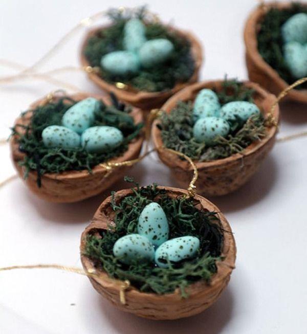 Χειροτεχνία με καρύδια για τα Χριστούγεννα και όχι μόνο - ιδέες και οδηγίες μπλε αυγά στη φωλιά