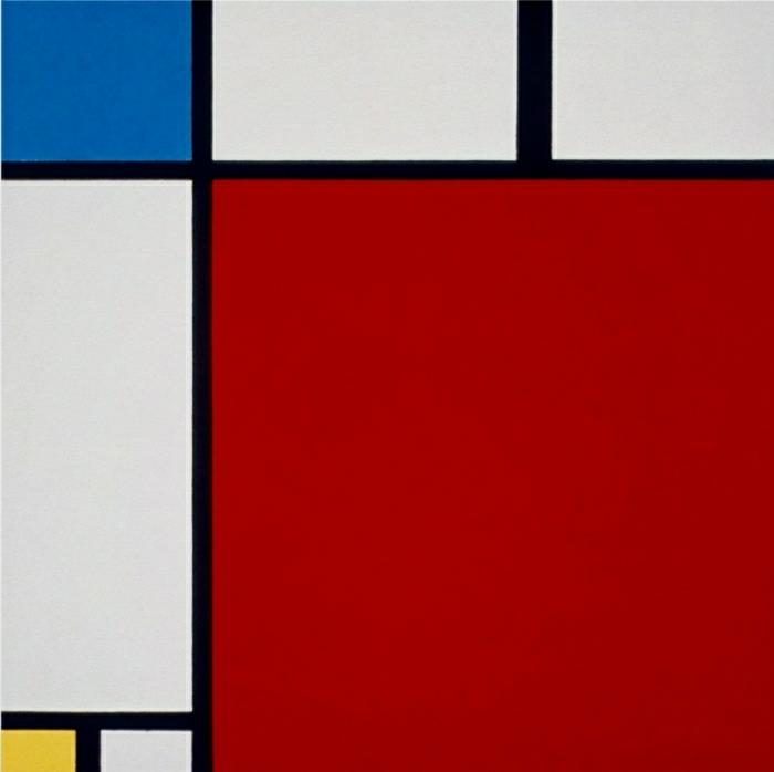 Στυλ Bauhaus Piet Mondrian σύνθεση κόκκινο κίτρινο μπλε