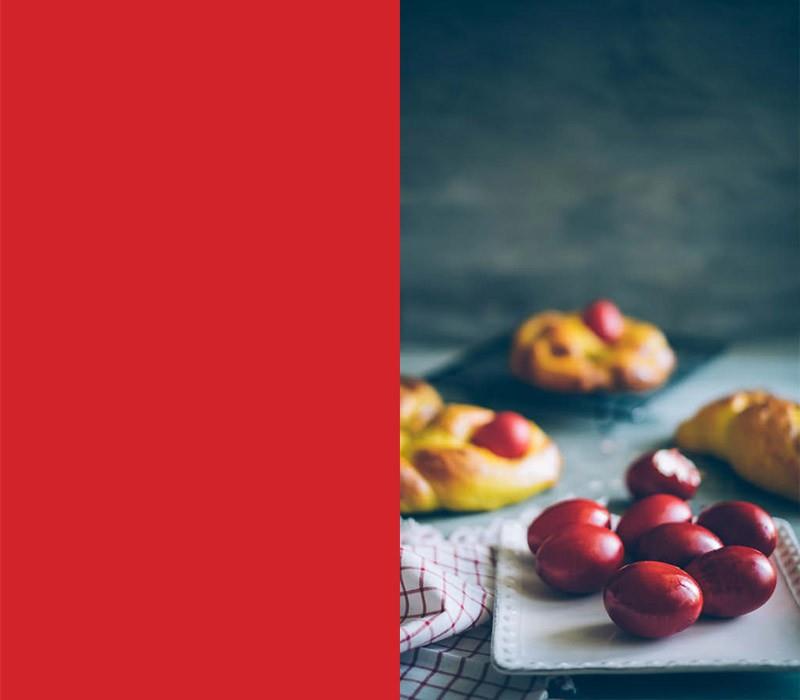 Σημασία των χρωμάτων κόκκινα Πασχαλινά αυγά Πασχαλινό κέικ