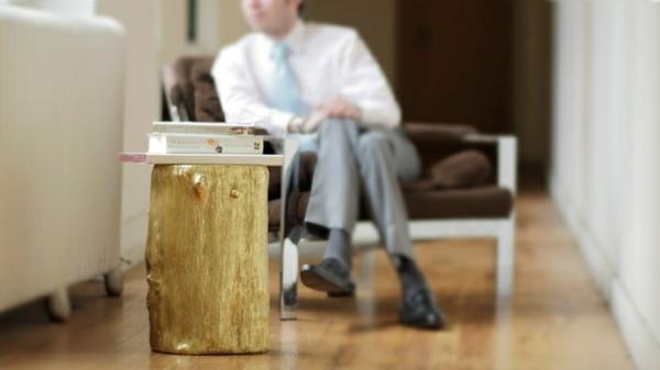 Βοηθητικό τραπέζι χρυσό ξύλο λάκα ξύλο μπλοκ τέχνη
