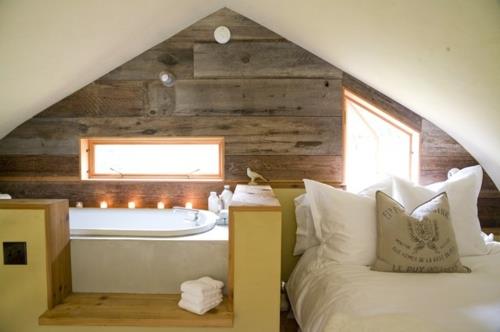 Κοιμηθείτε καλύτερα με διπλό κρεβάτι με σχεδιασμό τοίχου από ξύλινα πάνελ μπανιέρας