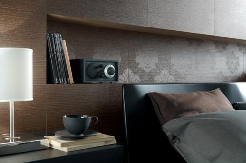 Κοιμηθείτε καλύτερα διπλό κρεβάτι σχεδιασμός τοίχου που καλύπτει σκούρο κομψό