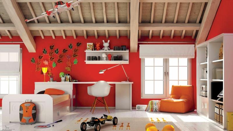 Παιδικό δωμάτιο αγοριού τοίχου χρώμα κόκκινο