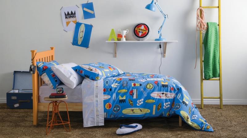 Εικόνες παιδικών δωματίων για αγόρια Σχεδιασμός παιδικού δωματίου, αξεσουάρ κλινοσκεπασμάτων σε μπλε χρώμα