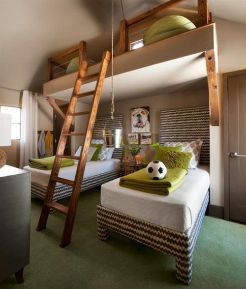 Εικόνες με ιδέες εσωτερικού σχεδιασμού παιδικό δωμάτιο σοφίτα κρεβάτι σκάλες