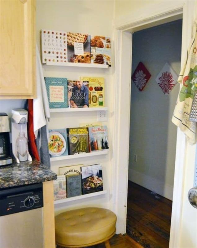 προεξοχές εικόνας diy ιδέες κουζίνα τοίχο ράφι βιβλίο συνταγών