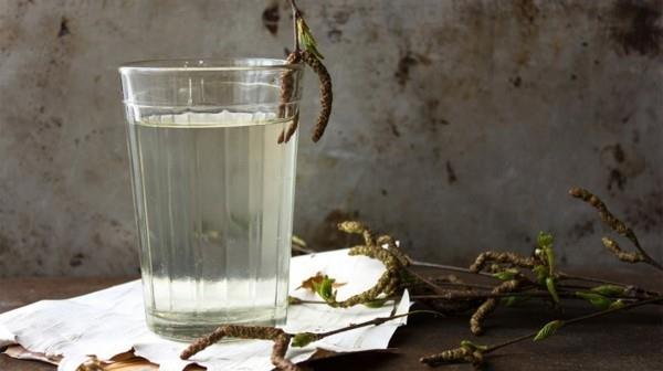 Νερό σημύδας ποτό ποτήρι καθαρή ουδέτερη γεύση επίδραση χυμού σημύδας