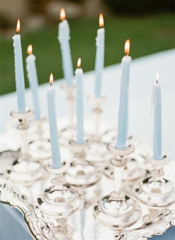 Φτιάξτε μπλε κεριά μόνοι σας με μεταλλικά κηροπήγια