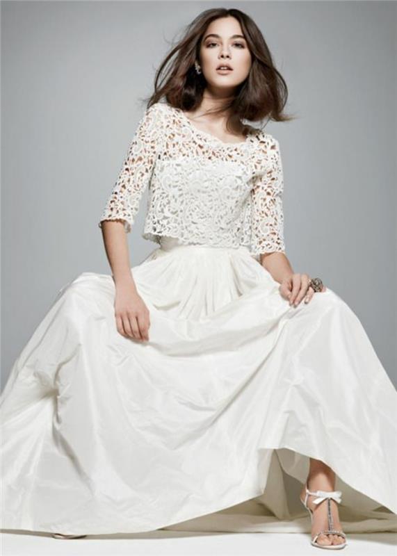 Νυφικό φόρεμα μόδας για μακρύ γαμήλιο φόρεμα γραφείου με δαντέλα