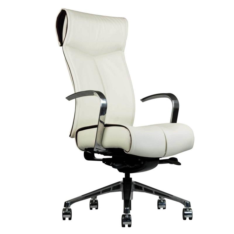 Δοκιμή καρέκλας γραφείου λευκό executive καρέκλα δέρμα