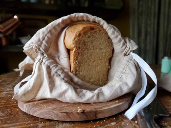 Ράψιμο σακουλών ψωμιού από πετσέτες τσαγιού Σακούλες ψωμιού Αποθηκεύστε σωστά το ψωμί