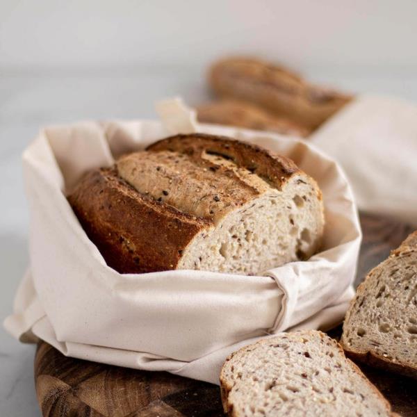 Ράψιμο σακουλάκια ψωμιού από πετσέτες τσαγιού Φτιάξτε σακούλες ψωμιού μόνοι σας λινά
