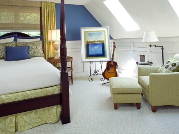 Πολύχρωμο-υπνοδωμάτιο-σχέδια-κιθάρα-πολυθρόνα-διπλό κρεβάτι