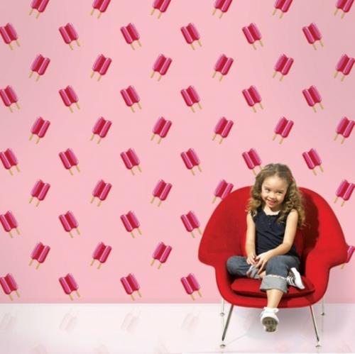 μοβ ροζ ταπετσαρία για παιδικό δωμάτιο ροζ παγωτό πολυθρόνα