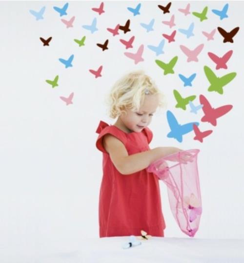 Πολύχρωμη ταπετσαρία για κορίτσια πεταλούδες παιδικού δωματίου