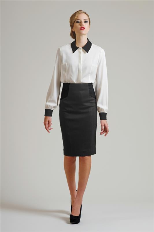 Επιχειρηματική εμφάνιση γυναικείες γυναικείες φούστες επιχειρηματικής μόδας φούστα σε μήκος μέχρι το γόνατο λευκό