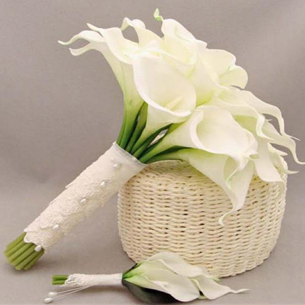Ανθοδέσμη λουλουδιών Calla λευκή γαμήλια διακόσμηση νυφική ​​ανθοδέσμη