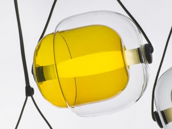 Κρεμαστά φωτιστικά με κάψουλα κρυστάλλινο, πολύχρωμο πυρήνα, φυσικό κίτρινο
