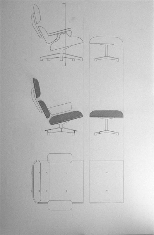 Σκίτσο σχεδιαστή πολυθρόνας Charles Eames Lounge Chair